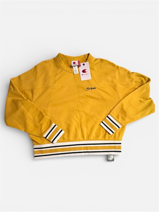 Champion Tops - Champion Yellow Cropped Crewneck Sweatshirt with Striped Trim